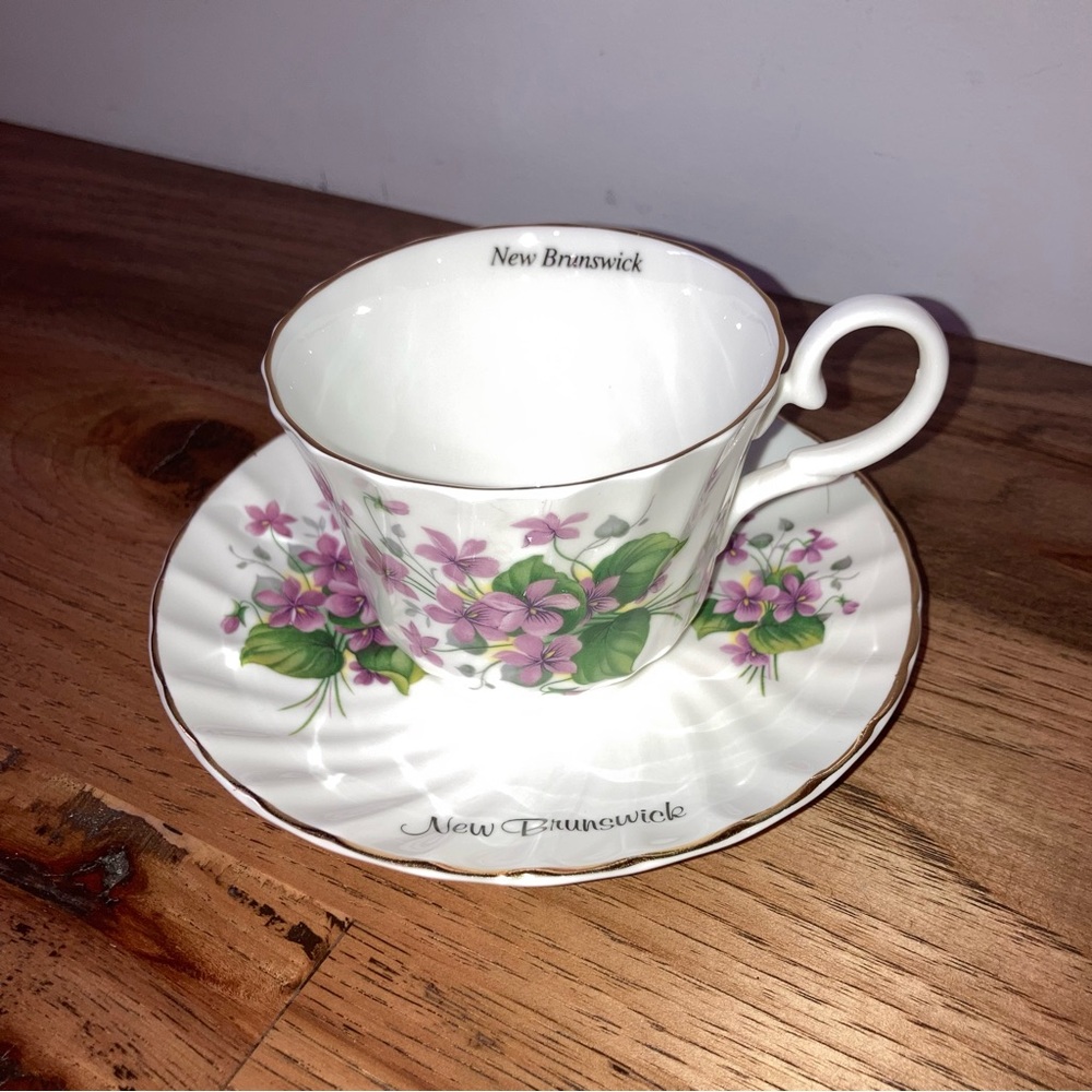 (2/$12)☕️ Vintage New Brunswick Floral Teacup and Saucer Set - Royal Stuart